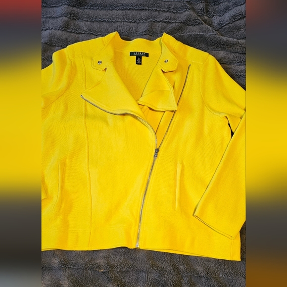 Lauren Ralph Lauren Moto-Style 100% Cotton Sweater Jacket - Size 2X - Picture 3 of 13